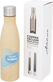 Vasa Kupfer-Vakuum Isolierflasche in Holzoptik, 500 ml als Werbeartikel