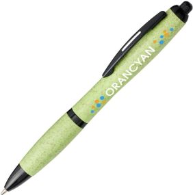 Kugelschreiber Nash aus Weizenstroh mit schwarzer Spitze