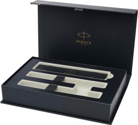 Parker IM achromatisches Kugelschreiber- und Tintenroller-Set mit Geschenkbox als Werbeartikel