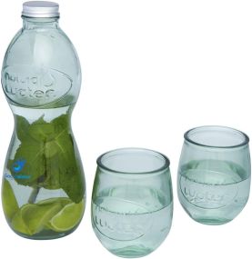 3-teiliges Set Brisa aus recycelten Glas als Werbeartikel