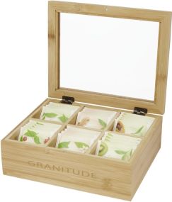 Teebox Ocre aus Bambus als Werbeartikel