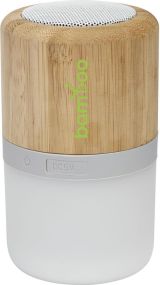 Aurea Bluetooth® Lautsprecher aus Bambus mit Licht als Werbeartikel