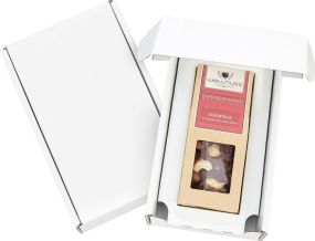 1 Premium Snack im weißen Geschenkkarton als Werbeartikel
