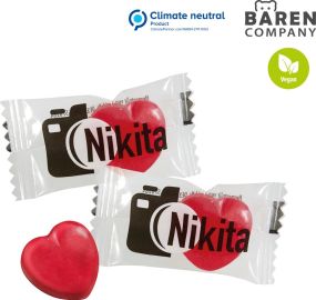 Herz-Bonbons im Flowpack als Werbeartikel