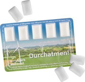 Smart Card mit zuckerfreien Kaugummi-Dragees als Werbeartikel