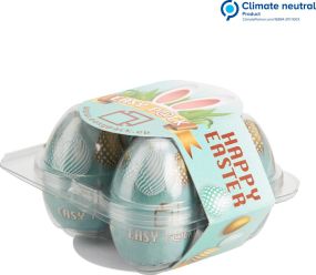4er Eier-Box mit Werbebanderole als Werbeartikel