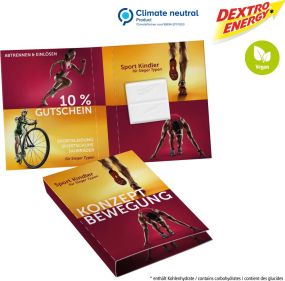 Süßes Briefchen mit DEXTRO ENERGY* als Werbeartikel