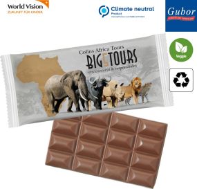 SUPER-MAXI-Schokoladentafel im Papierflowpack als Werbeartikel