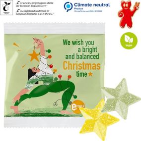 Veganes Weihnachtsgelee im kompostierbaren Tütchen als Werbeartikel