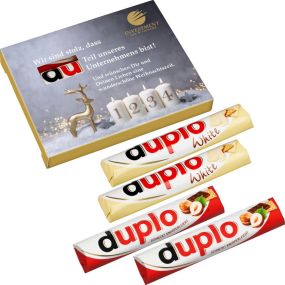 4er Advents-Duplo-Pack mit 2x Duplo klassisch + 2 x Duplo weiß als Werbeartikel