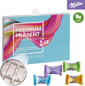 Premium Präsent-Adventskalender ECO, Milka Zarte Momente - kleine Menge - inkl. Werbedruck als Werbeartikel