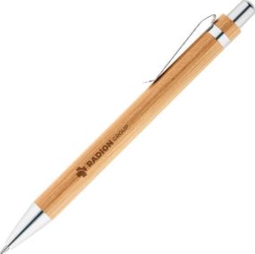 Schreibset mit Kugelschreiber und Minenbleistift aus Bambus Greeny als Werbeartikel