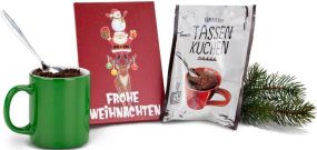 Präsenteset: Frohe Weihnachten Tassenkuchen als Werbeartikel