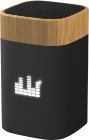 SCX.design S31 Lautsprecher Clever aus Holz mit Leuchtlogo als Werbeartikel