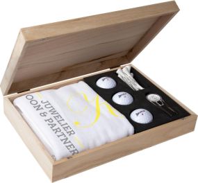 Golf-Set Exklusive Geschenk-Box aus Holz als Werbeartikel