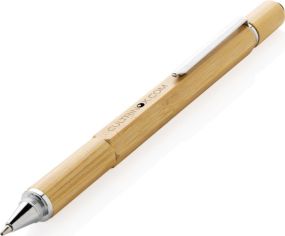 5-in-1 Bambus Tool-Stift als Werbeartikel