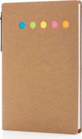 Haftnotizen im A6 Kraft-Booklet mit Stift als Werbeartikel