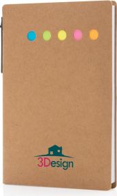 Haftnotizen im A6 Kraft-Booklet mit Stift als Werbeartikel