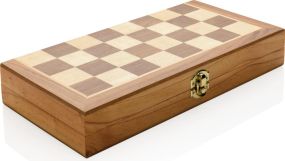 Faltbares Schach-Set aus Holz als Werbeartikel
