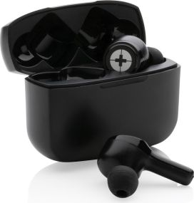 Swiss Peak ANC TWS-Ohrhörer aus RCS recyceltem Kunststoff als Werbeartikel