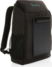 Pedro AWARE™ RPET Deluxe Rucksack mit 5W Solar Panel als Werbeartikel
