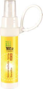 Hand-Desinfektionsspray in 50 ml Sprayflasche "Slim" - inkl. "Loopi" als Werbeartikel