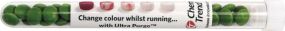 Schoko-Linsen in weiß im Reagenzglas - Etikett als Werbeartikel