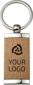 Schlüsselanhänger aus Metall & Holz Jennie als Werbeartikel