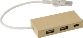 USB-Hub aus Aluminium und recyceltem Papier Paulo als Werbeartikel