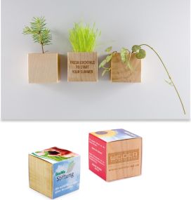 Pflanz-Holz Magnet als Werbeartikel