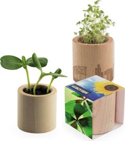 Pflanz-Holz rund - Samen nach Wahl - inkl. Werbedruck + Laserung als Werbeartikel