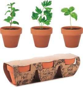 Terracotta-Set Kräuter Flowerpot als Werbeartikel
