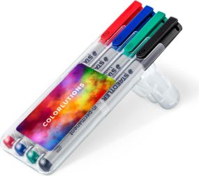 STAEDTLER Lumocolor non-permanent S, Box mit 4 Stiften als Werbeartikel
