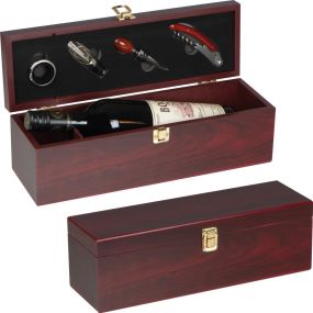 Weinbox mit Kellnermesser für 1 Flasche als Werbeartikel