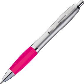 Kugelschreiber mit silbernem Schaft als Werbeartikel