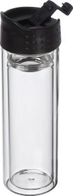 Vakuum-Glasflasche mit Siebeinsatz, 400 ml als Werbeartikel