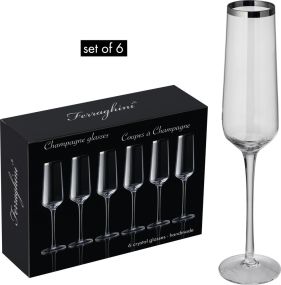 Set aus 6 Champagnergläsern als Werbeartikel