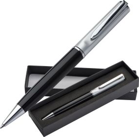 Kugelschreiber aus Metall mit silbernem Oberteil als Werbeartikel