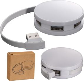 USB Hub aus Kunststoff mit 4 Anschlüssen als Werbeartikel