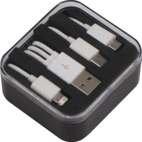Kunststoffbox mit 3in1 USB Ladekabel als Werbeartikel