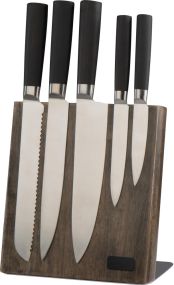 Messerblock aus Holz mit 5 verschiedenen Messern als Werbeartikel