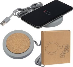 Wireless charger aus Limestone cement als Werbeartikel