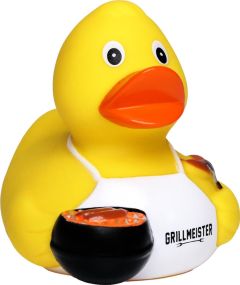Quietsche-Ente Grillmeister mit Slogan Grillmeister als Werbeartikel