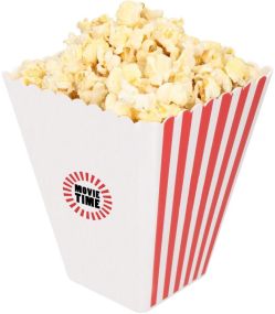 Popcornschale Hollywood, mit Streifen als Werbeartikel