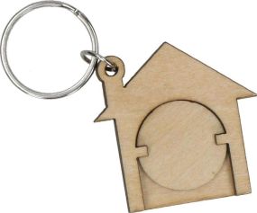 Holzchip-Schlüsselanhänger House als Werbeartikel