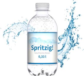 Wasser, 330 ml, spritzig, pfandfrei, Export als Werbeartikel