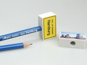 Aufsteck Radiergummi für Bleistifte, Rechteck als Werbeartikel