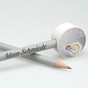 Aufsteck Radiergummi für Bleistifte, rund als Werbeartikel
