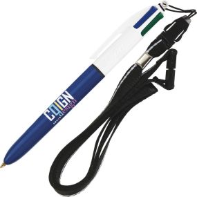 BIC® Kugelschreiber 4 Colours Pen mit Lanyard als Werbeartikel