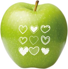 LogoFrucht Motiv-Äpfel "Herzensangelegenheit" als Werbeartikel